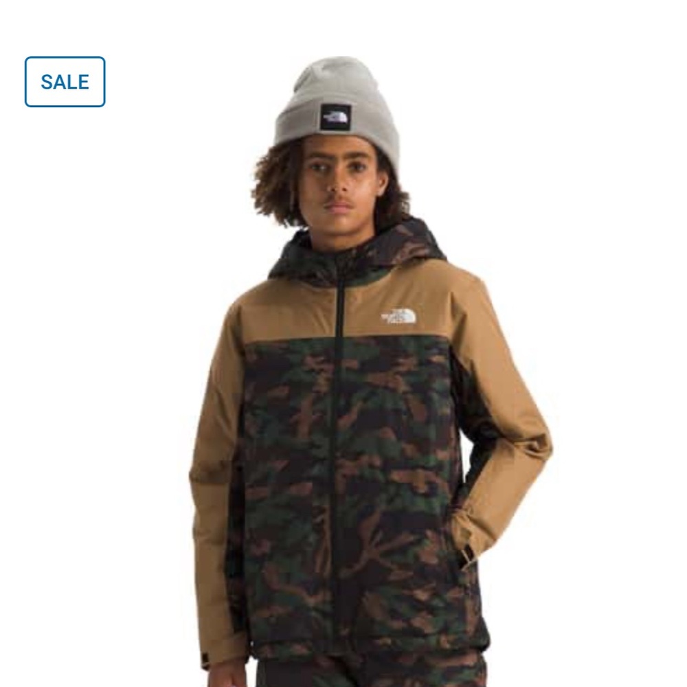 The North Face Boys Fredom Insulated Jacket  Camo/Tan Size 12, NWT